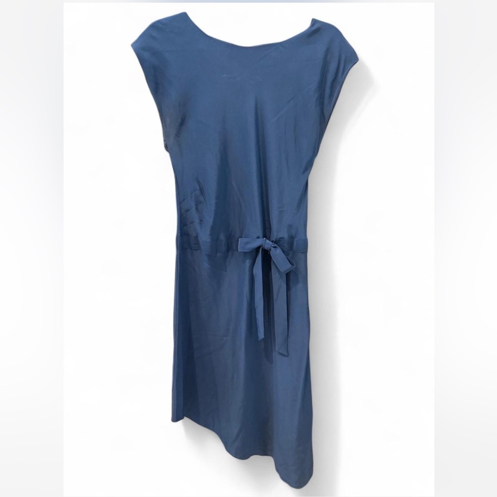 Anna Catherine Navy Asymmetrical Silk Dress.